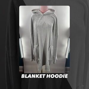 EUC Faux Fleece Sherpa Trim Blanket Hoodie